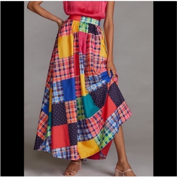 NWT Anthropologie Maeve Patchwork A-Line Maxi Skirt